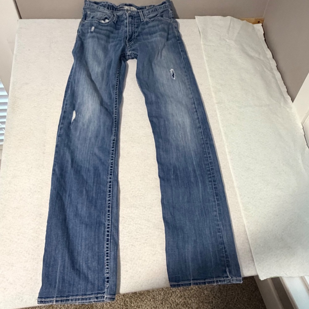 BKE Jake Straight Leg Distressed Medium Wash Stretch Jeans Mens 30L